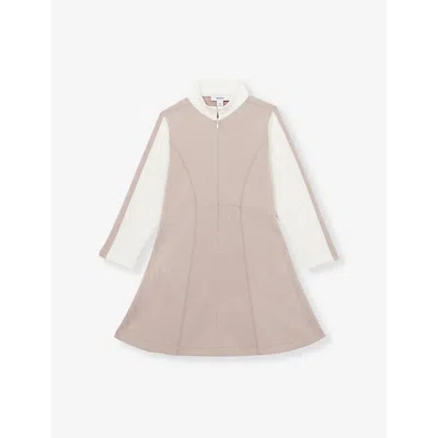 Reiss Kids' Kelly Contrast-panel Jersey Dress 4-9 Y In Ecru