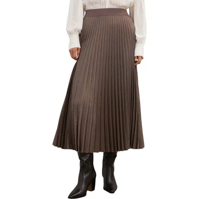 Reiss Kember High Waist Pleated Midi Skirt In Brown