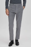 REISS KEMPTON - ICE BLUE SLIM FIT CORDUROY TROUSERS WITH TURN-UPS, 34