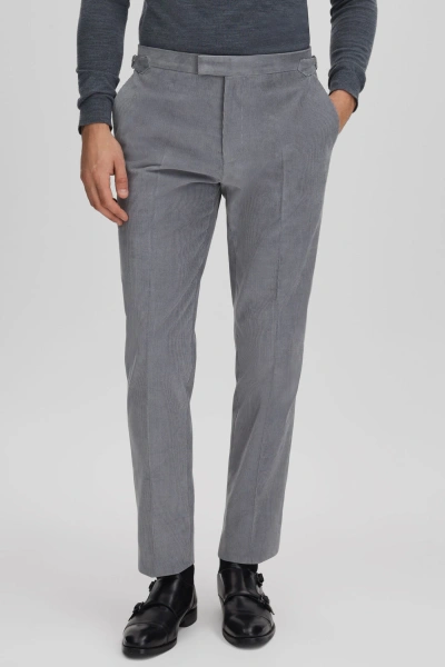 Reiss Kempton - Ice Blue Slim Fit Corduroy Trousers With Turn-ups, 34