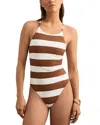 Reiss Kennedy Cross Back One Piece Swimsuit In Brown