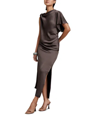 Reiss Kenzie Drape Midi Dress In Brown