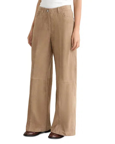 Reiss Keria Suede Pants In Brown