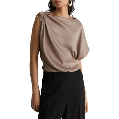 Reiss Kezia Twisted Draped Top In Brown