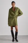 Reiss Khaki Atelier Draped Shirt Dress With Wool In Khaki