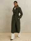 Reiss Khaki Atelier Wool Belted Blindseam Coat In Green