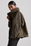 Reiss Women's Dark Khaki Green Zipped Shell Coat In Khaki