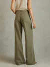 Reiss Khaki Petite Garment Dyed Wide Leg Trousers