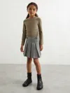 Reiss Khaki Cotton Ruched Long Sleeve T-shirt With Stretch In Brown