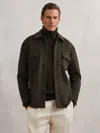 Reiss Khaki Green Wool-blend Twin-pocket Overshirt