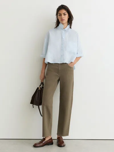 Reiss Khaki Green Mid-rise Straight-leg Jeans