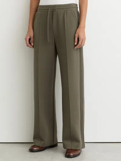Reiss Khaki Green Petite Premium Interlock Wide-leg Joggers