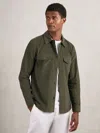 Reiss Khaki Green Cotton Corduroy Twin-pocket Overshirt In Green