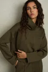 Reiss Khaki Jersey Funnel-neck Sweatshirt In Khaki