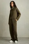 Reiss Khaki Interlock Jersey Pintuck Drawstring Joggers