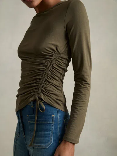 Reiss Khaki Jersey Ruched Top
