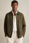 Reiss Khaki Linen Worker Jacket