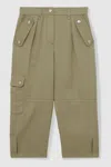 Reiss Khaki 9-13 Yrs Lyocell-linen Cargo Trousers In Khaki