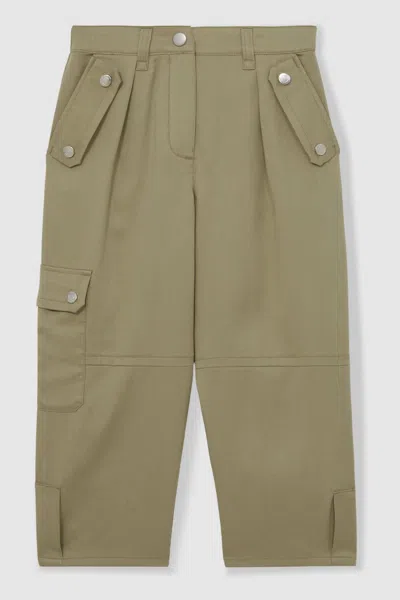 Reiss Kids' Khaki Lyocell-linen Cargo Trousers