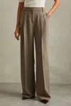 Reiss Madelyn Wide Leg Pants In Khaki