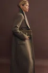 Reiss Khaki Atelier Wool Blend Longline Coat In Khaki