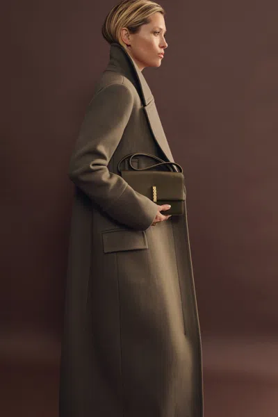 Reiss Khaki Atelier Wool Blend Longline Coat