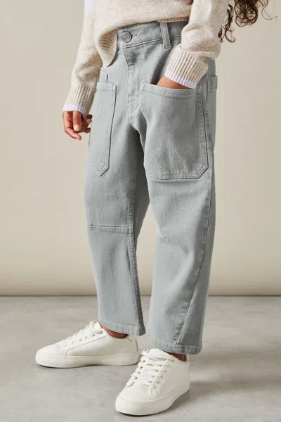 Reiss Khaki Nora Senior Barrel Leg Cargo Trousers
