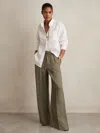 Reiss Khaki Oe Carrigan Lyocell-blend Drawstring Trousers In Green