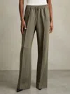 Reiss Khaki Petite Wide-leg Drawstring Trousers