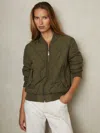 Reiss Khaki Quilted Bomber Jacket In Green
