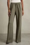 Reiss Khaki Sunnie Wide-leg Drawstring Trousers