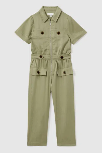 Reiss Khaki Teen Utility Style Jumpsuit In Khaki