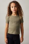 Reiss Khaki 9-13 Yrs Cotton-jersey Ribbed Short-sleeve T-shirt In Khaki