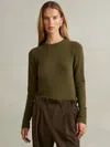 Reiss Khaki Wool Blend Crew Neck Jumper With Cashmere In Green