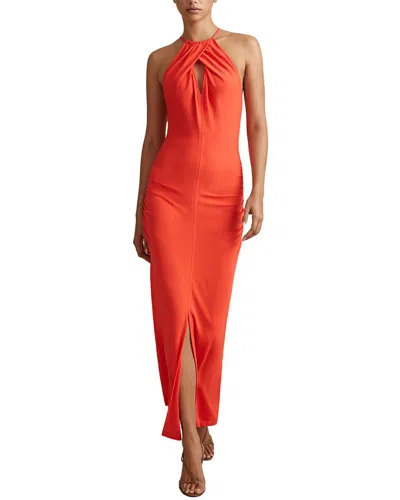 Reiss Kia Bodycon Halter Maxi Dress In Orange