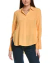 Reiss Kia Button Front Silk Shirt In Orange
