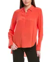 Reiss Kia Button Front Silk Shirt In Pink