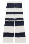 Reiss Navy 13-14 Yrs Zig-zag Pointelle-knit Trousers In Blue