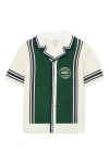 Reiss Kids' Appling Sr. Stripe Cotton Button-up Polo Sweater In Green