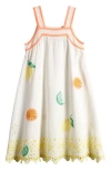Reiss Kids' Arabella Eyelet Embroidered Cotton & Linen Dress In White
