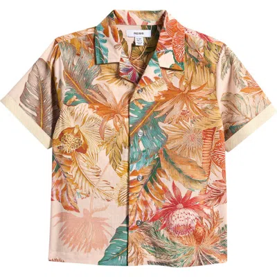 Reiss Kids' Armond Short Sleeve Button-up Shirt In Multi