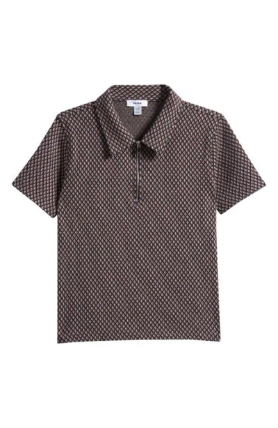 Reiss Kids' Baines Sr Polo Top In Tobacco Brown/navy