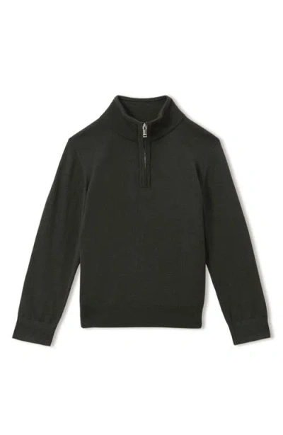 Reiss Kids' Forest Green Senior Slim Fit Knitted Half-zip Funnel Neck Jumper