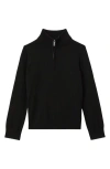 Reiss Kids' Blackhall Quarter Zip Wool Sweater In Black