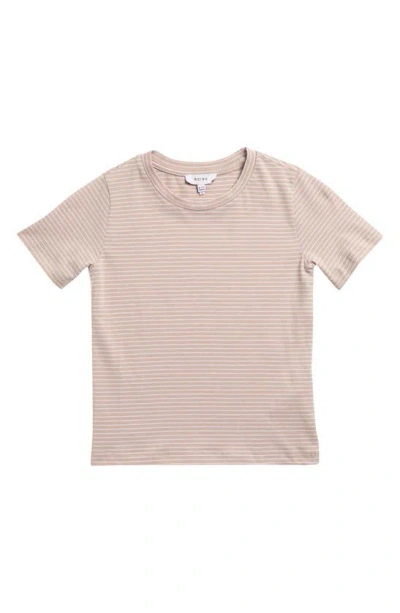 Reiss Kids' Bois Jr. Stripe Cotton T-shirt In Oatmeal/ White