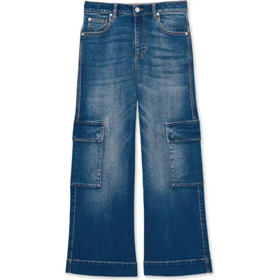 REISS REISS KIDS' BRADY SR. DENIM WIDE LEG CARGO JEANS