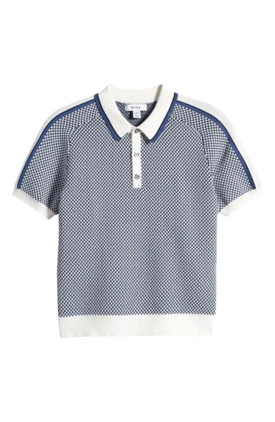 Reiss Kids' Brunswick Sr. Geometric Jacquard Polo In Blue