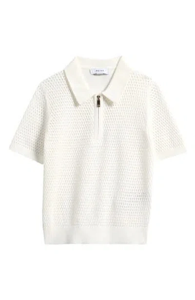 Reiss Kids' Burnham Half Zip Polo In White