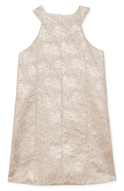 Reiss Kids' Celia Metallic Floral Jacquard Party Dress In Brown