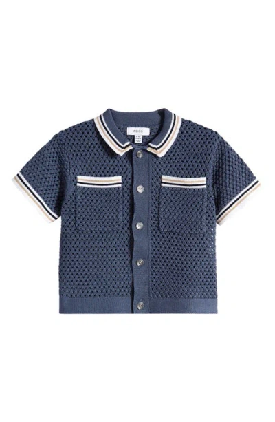 Reiss Kids' Coulson Jr. Short Sleeve Polo Sweater In Airforce Blue
